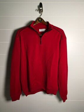St. Croix Collections Long Sleeve Quarter Zip Red with Black Accents Sz XL
